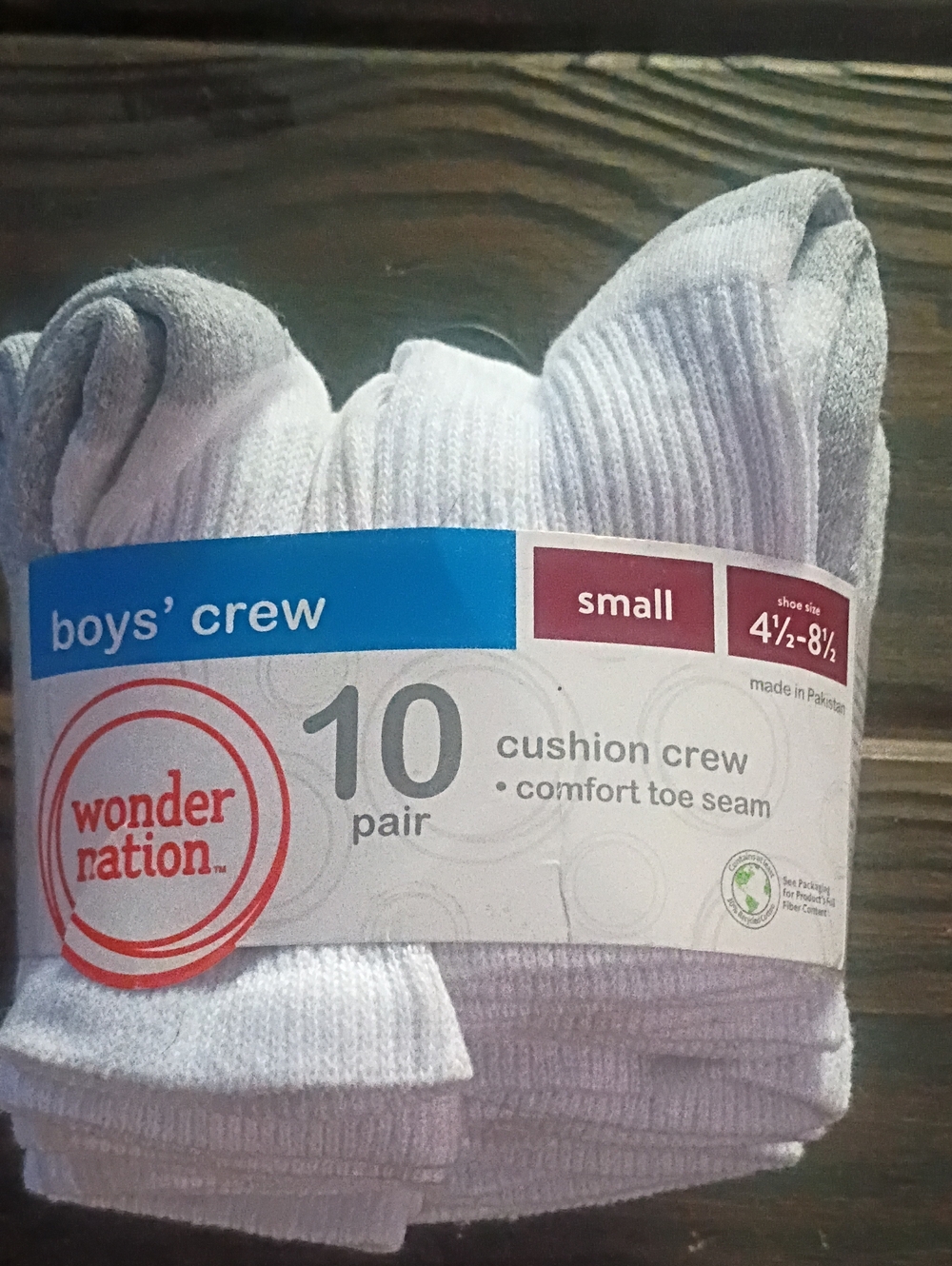 wonder nation White Boys' Cushion Crew Socks -  10Pack